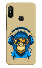 Monkey Headphone Redmi 6 Pro Hard Case Back Cover by Casekaro