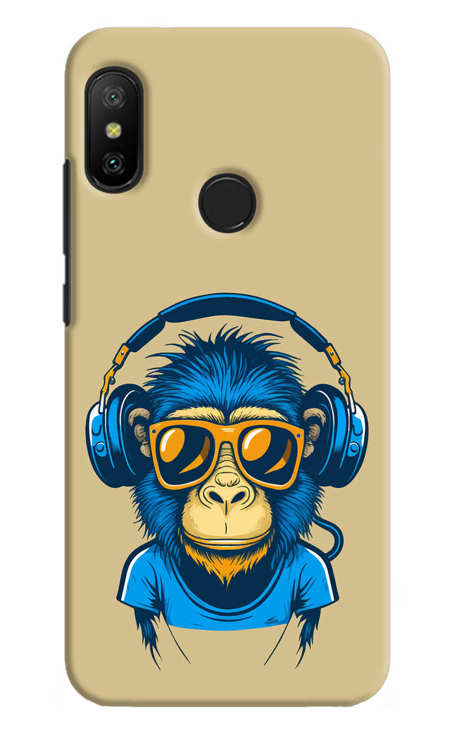 Monkey Headphone Redmi 6 Pro Hard Case Back Cover by Casekaro