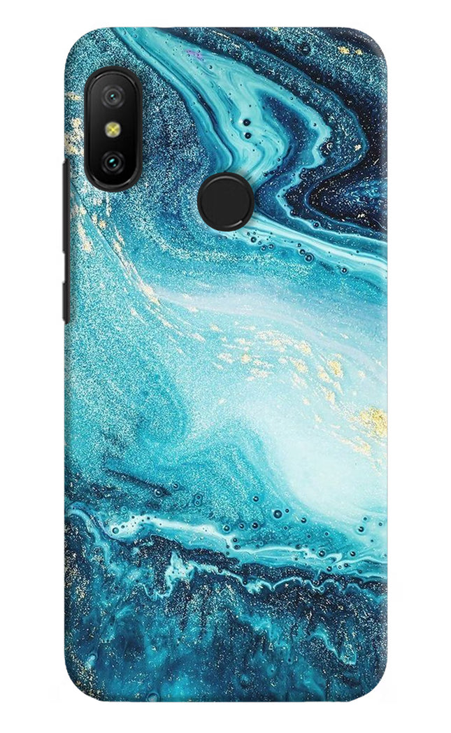 Blue Glitter Marble Redmi 6 Pro Hard Case Back Cover by Casekaro