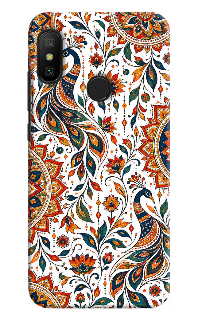 White Mayura Redmi 6 Pro Hard Case Back Cover by Casekaro