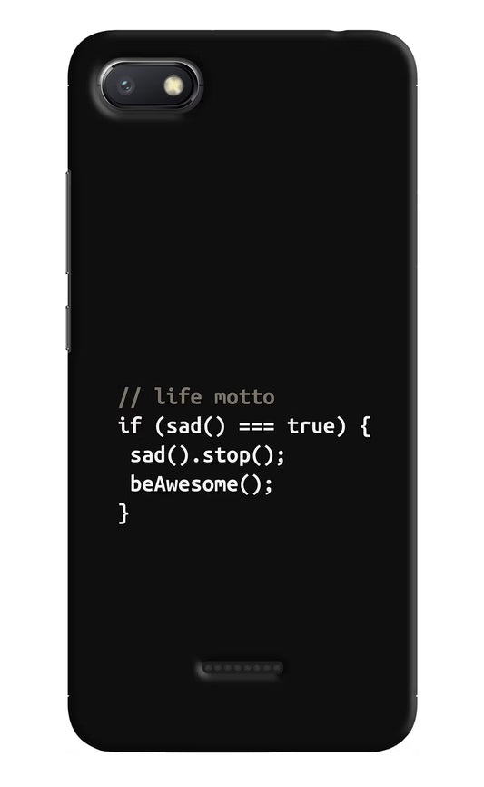 Life Motto Code Redmi 6A Hard Case Back Cover by Casekaro