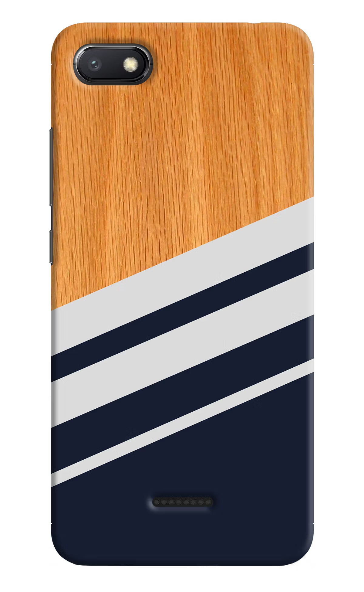 Blue and white wooden Redmi 6A Hard Case Back Cover by Casekaro