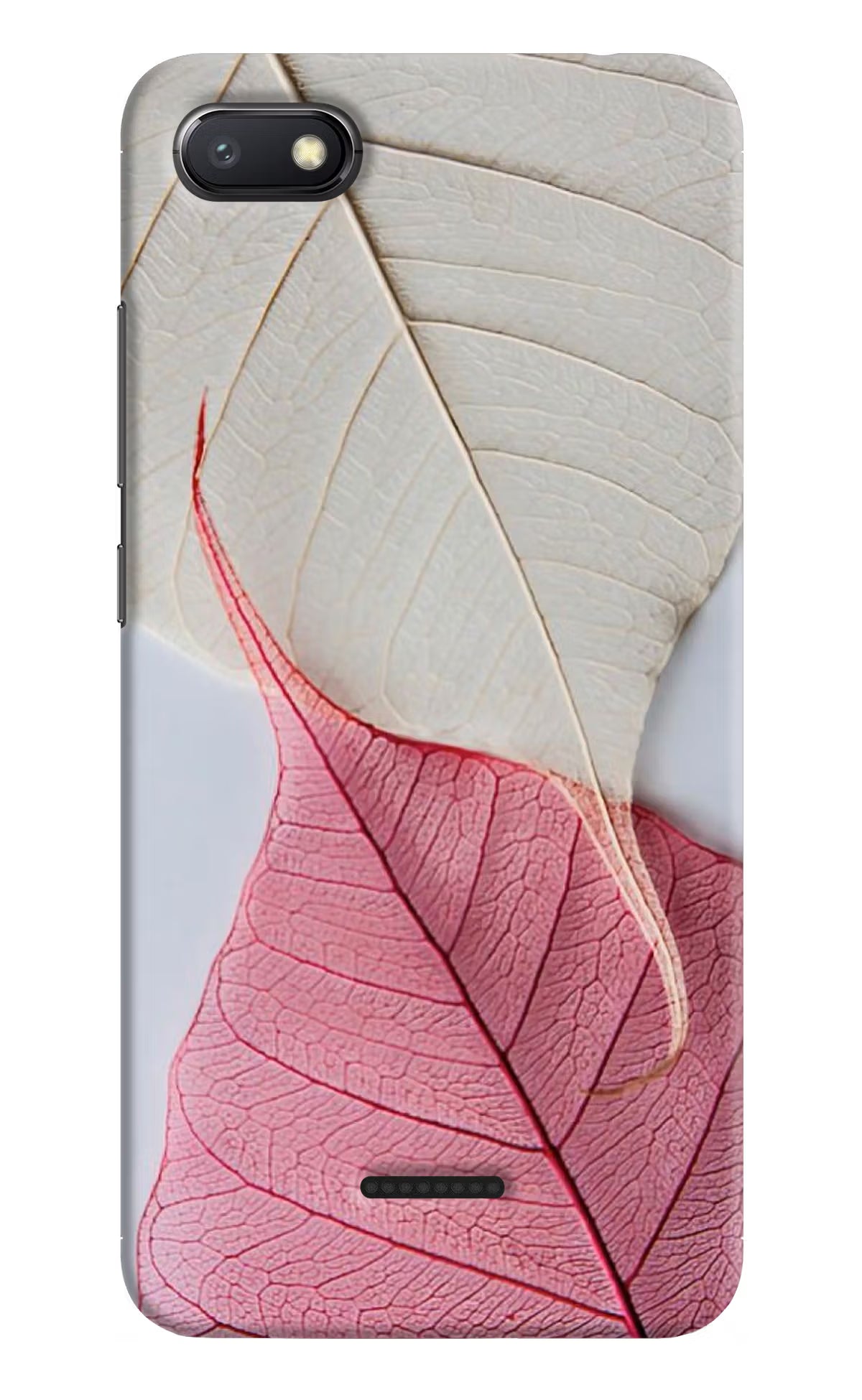 White Pink Leaf Redmi 6A Hard Case Back Cover by Casekaro