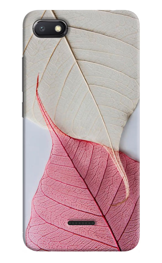 White Pink Leaf Redmi 6A Hard Case Back Cover by Casekaro