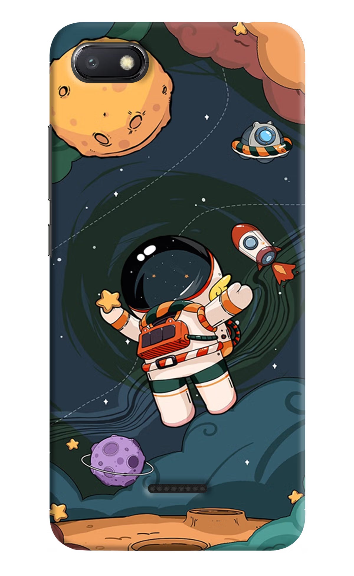 Cartoon Astronaut Redmi 6A Hard Case Back Cover by Casekaro