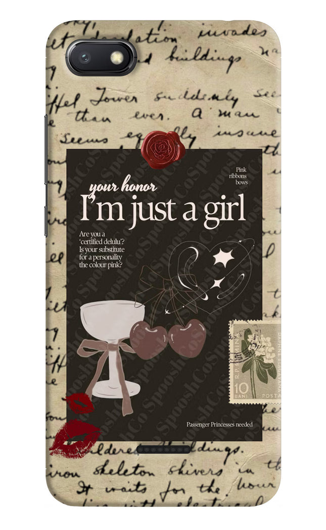 I am just a girl Redmi 6A Hard Case Back Cover by Casekaro