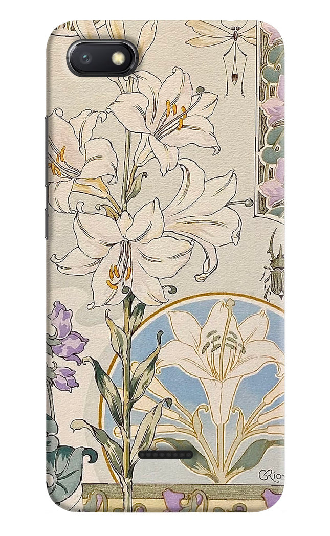 White Lily Redmi 6A Hard Case Back Cover by Casekaro