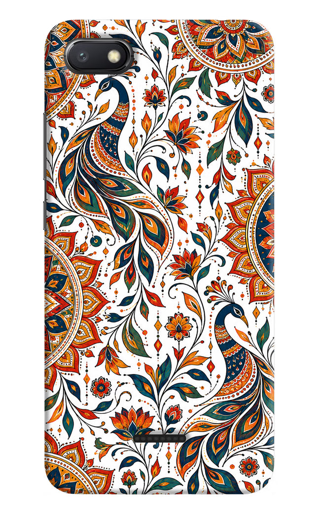 White Mayura Redmi 6A Hard Case Back Cover by Casekaro