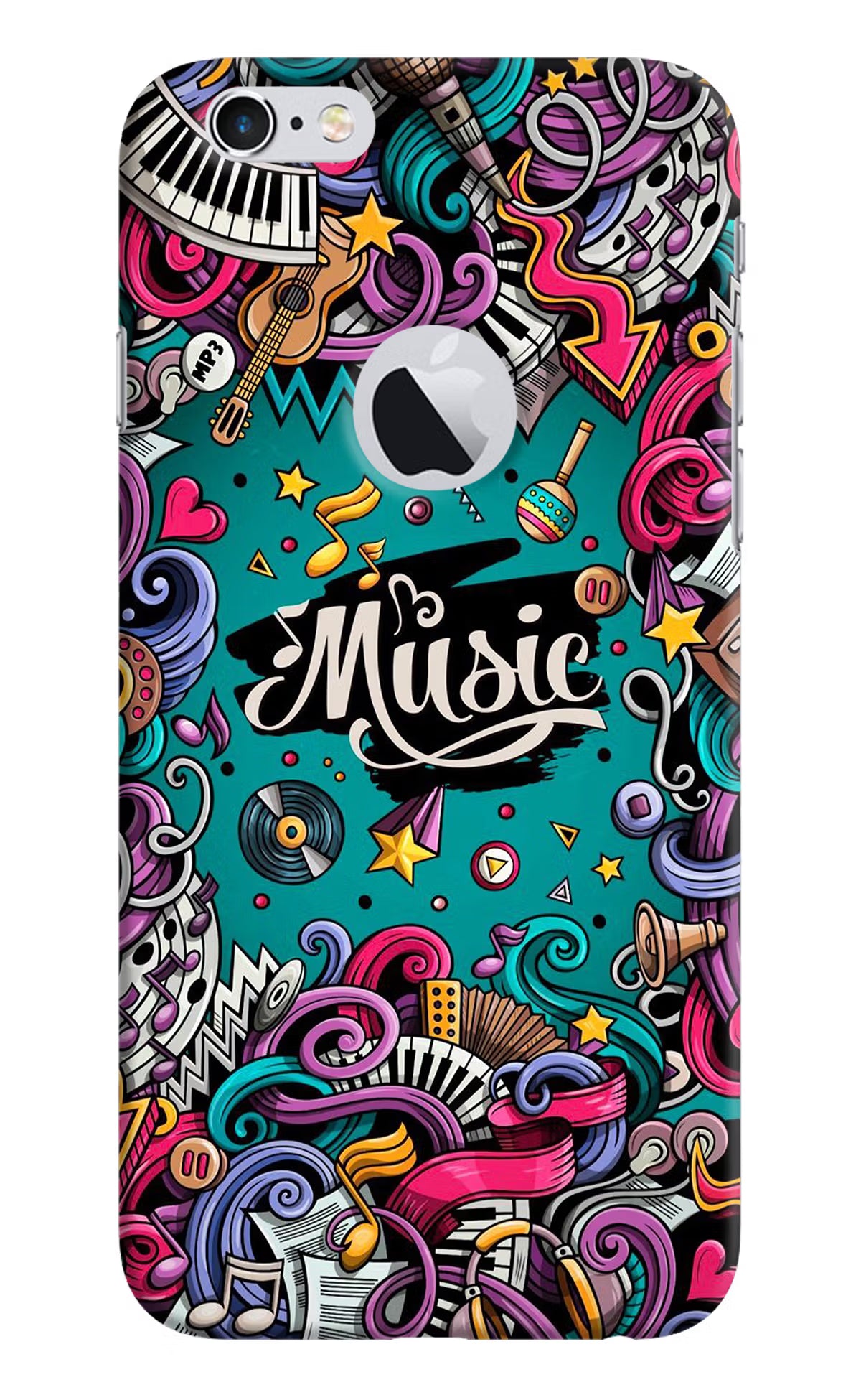 Music Graffiti iPhone 6 Logocut Hard Case Back Cover by Casekaro