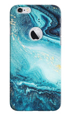 Blue Glitter Marble iPhone 6 Logocut Hard Case Back Cover by Casekaro