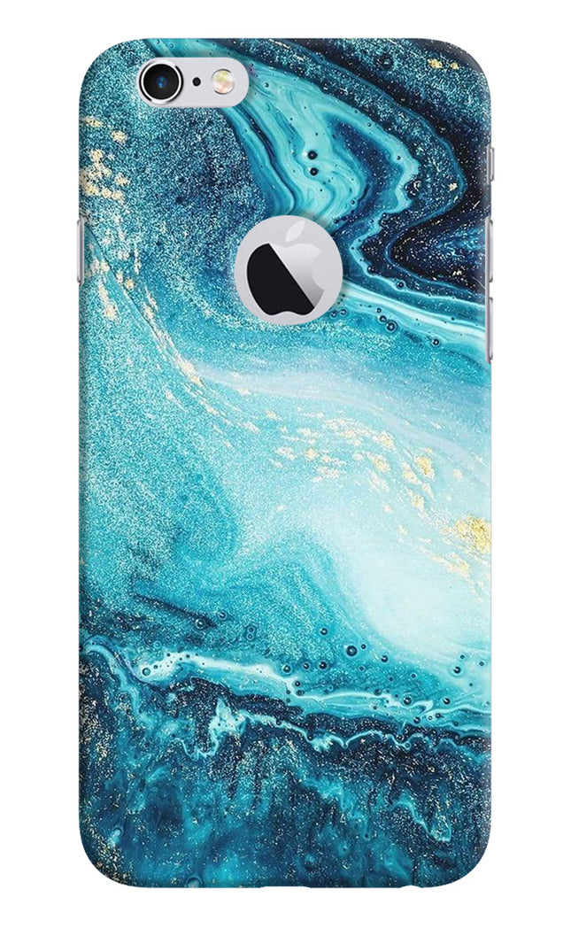 Blue Glitter Marble iPhone 6 Logocut Hard Case Back Cover by Casekaro