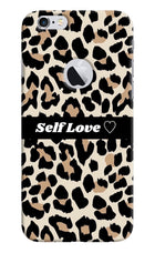 Leopard Print Self Love iPhone 6 Logocut Hard Case Back Cover by Casekaro