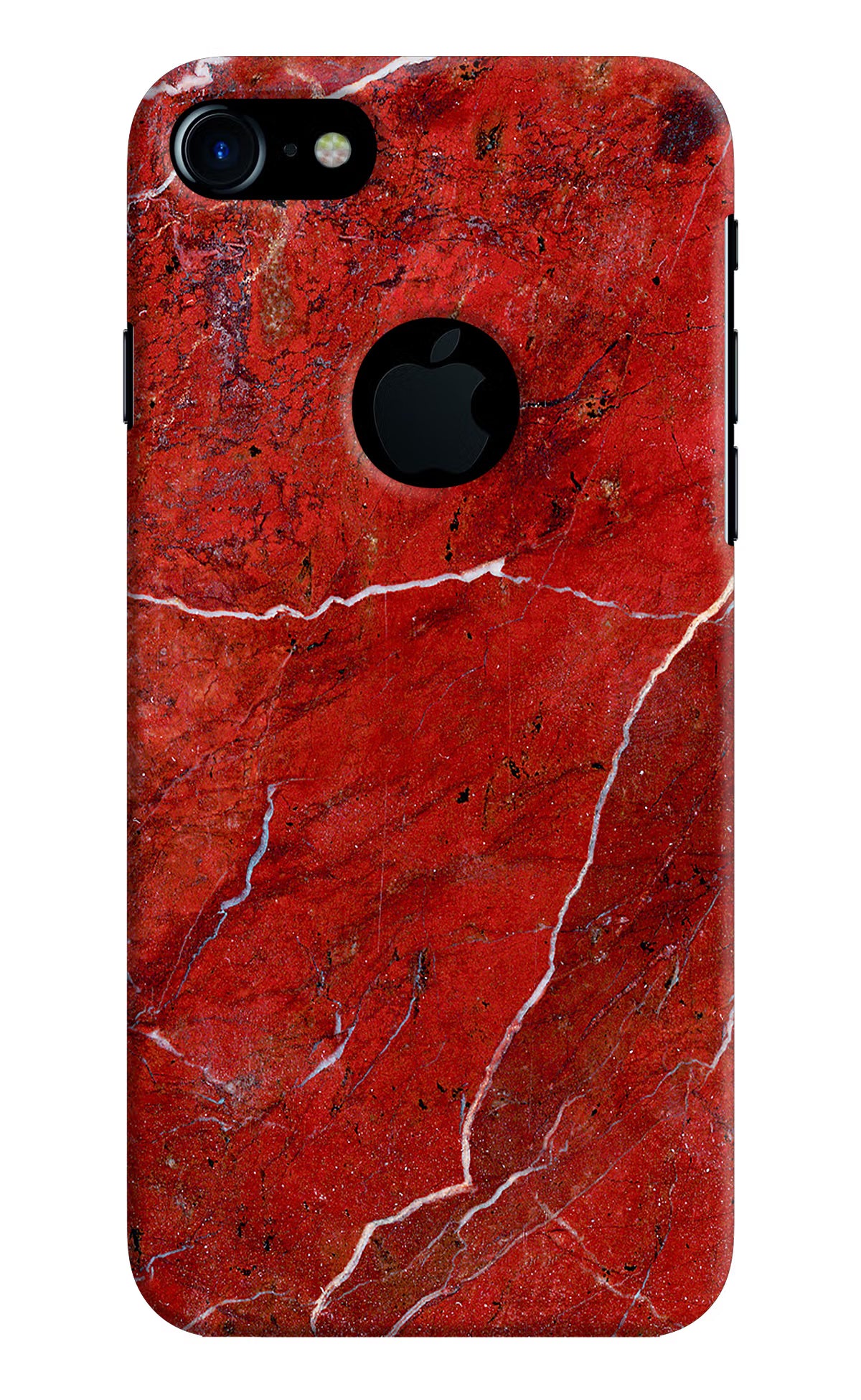 Red Marble Design iPhone 7 Logocut Hard Case Back Cover by Casekaro