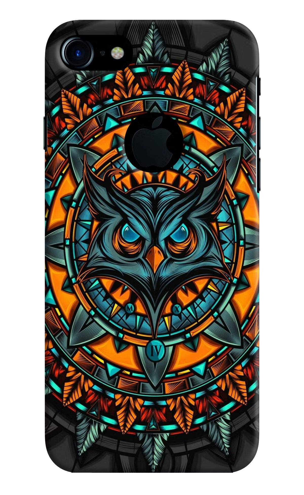 Angry Owl Art iPhone 7 Logocut Hard Case Back Cover by Casekaro