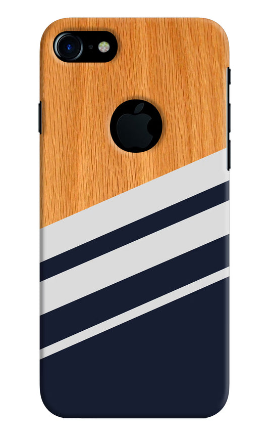 Blue and white wooden iPhone 7 Logocut Hard Case Back Cover by Casekaro