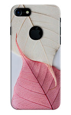 White Pink Leaf iPhone 7 Logocut Hard Case Back Cover by Casekaro