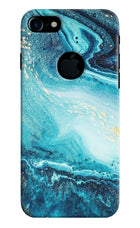 Blue Glitter Marble iPhone 7 Logocut Hard Case Back Cover by Casekaro