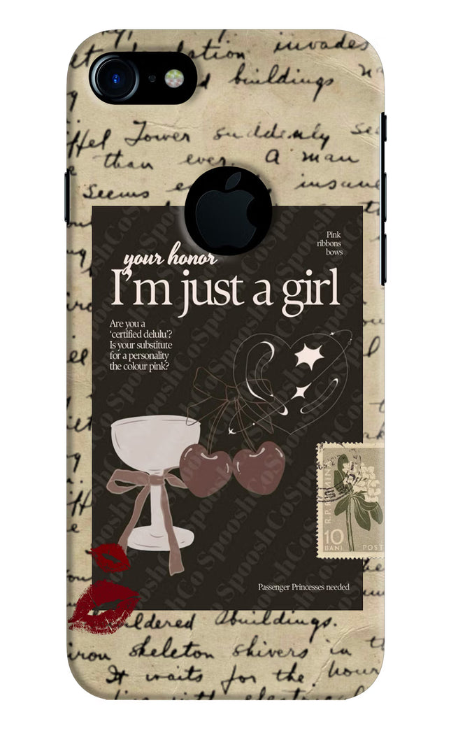 I am just a girl iPhone 7 Logocut Hard Case Back Cover by Casekaro