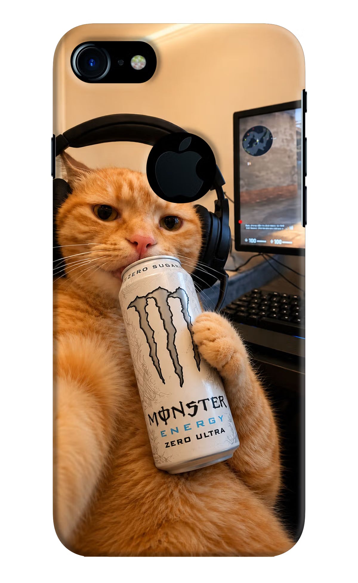 Gamer Cat Energy iPhone 7 Logocut Back Cover