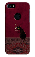 Midnight Cat iPhone 7 Logocut Hard Case Back Cover by Casekaro