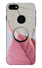 White Pink Leaf iPhone 7 Logocut Pop Case by Casekaro