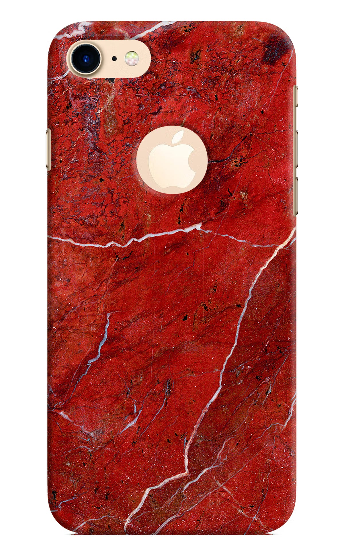 Red Marble Design iPhone 8 Logocut Hard Case Back Cover by Casekaro