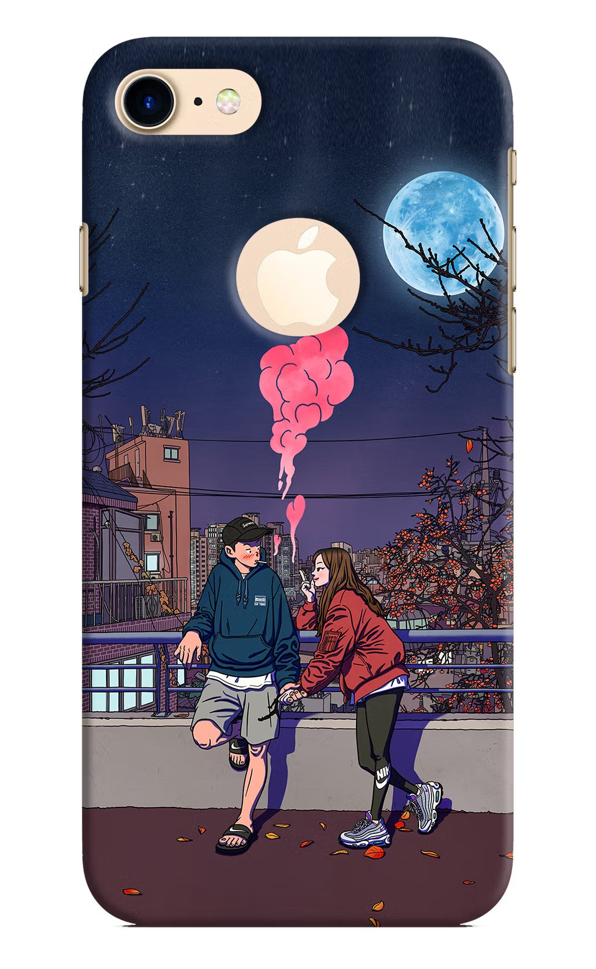 Chilling Couple iPhone 8 Logocut Hard Case Back Cover by Casekaro
