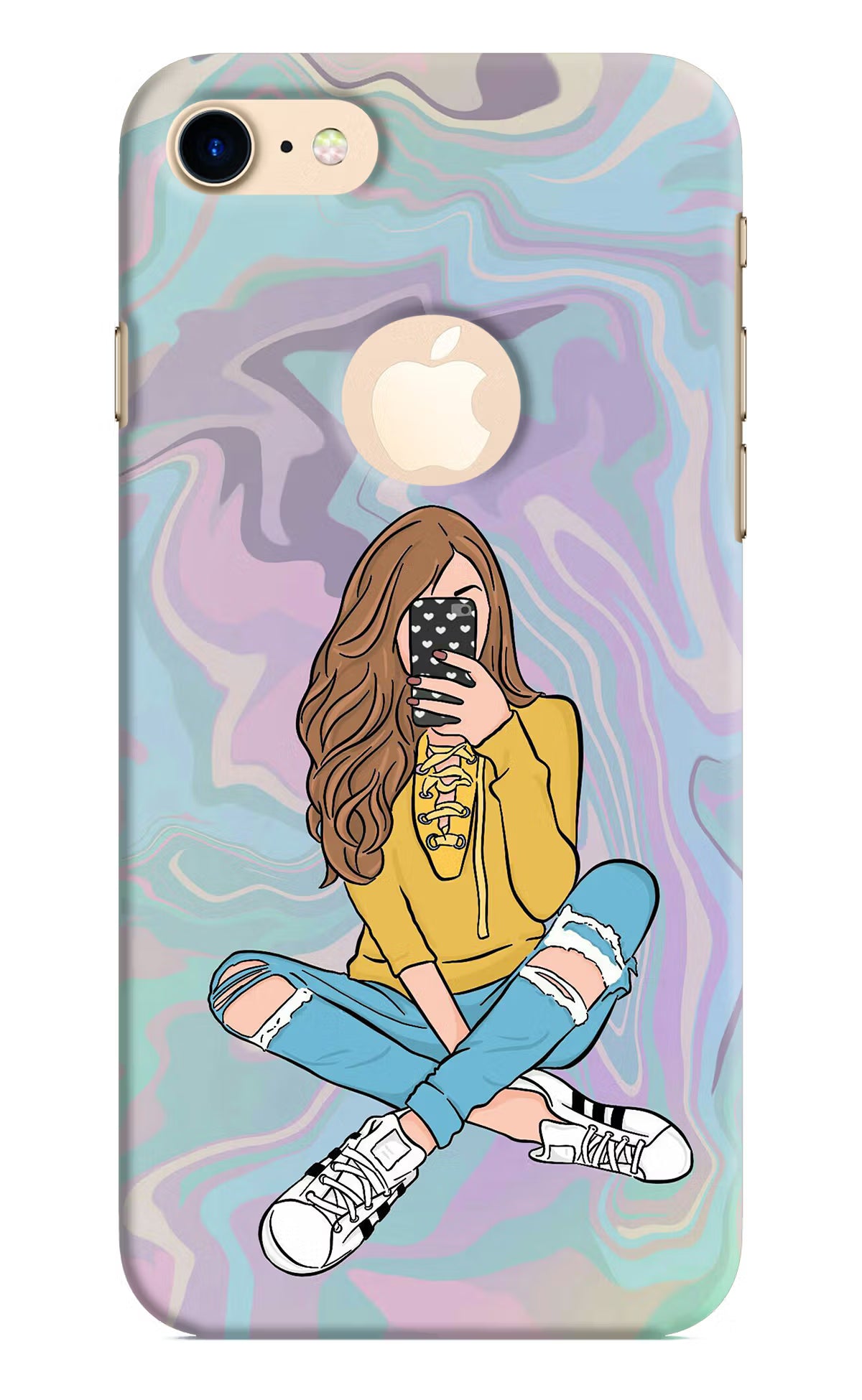 Selfie Girl iPhone 8 Logocut Hard Case Back Cover by Casekaro