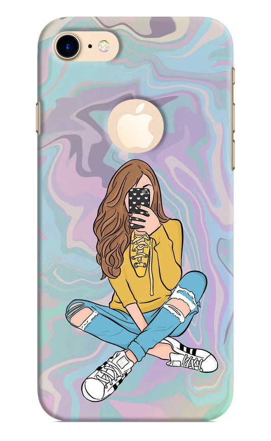 Selfie Girl iPhone 8 Logocut Hard Case Back Cover by Casekaro