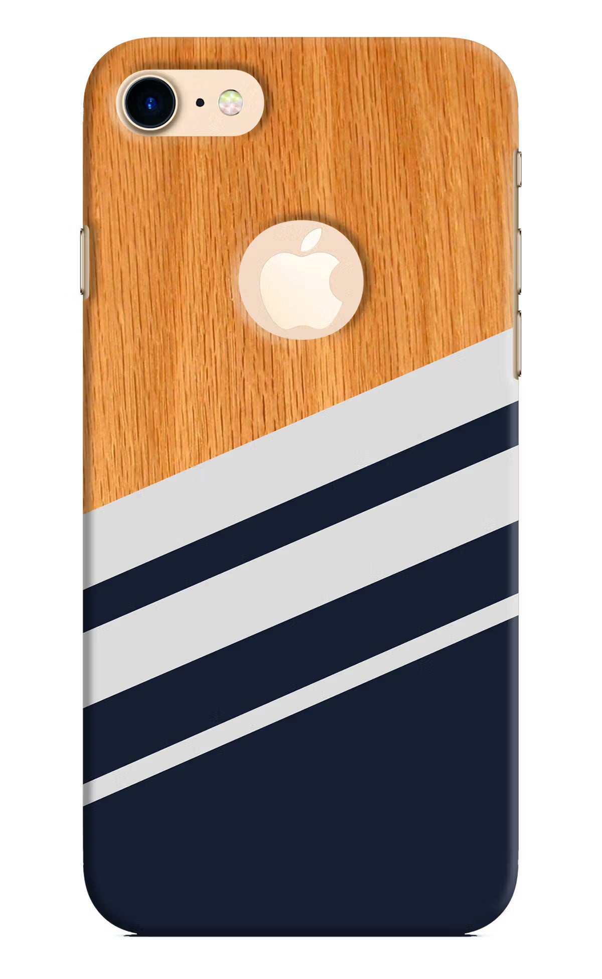 Blue and white wooden iPhone 8 Logocut Hard Case Back Cover by Casekaro