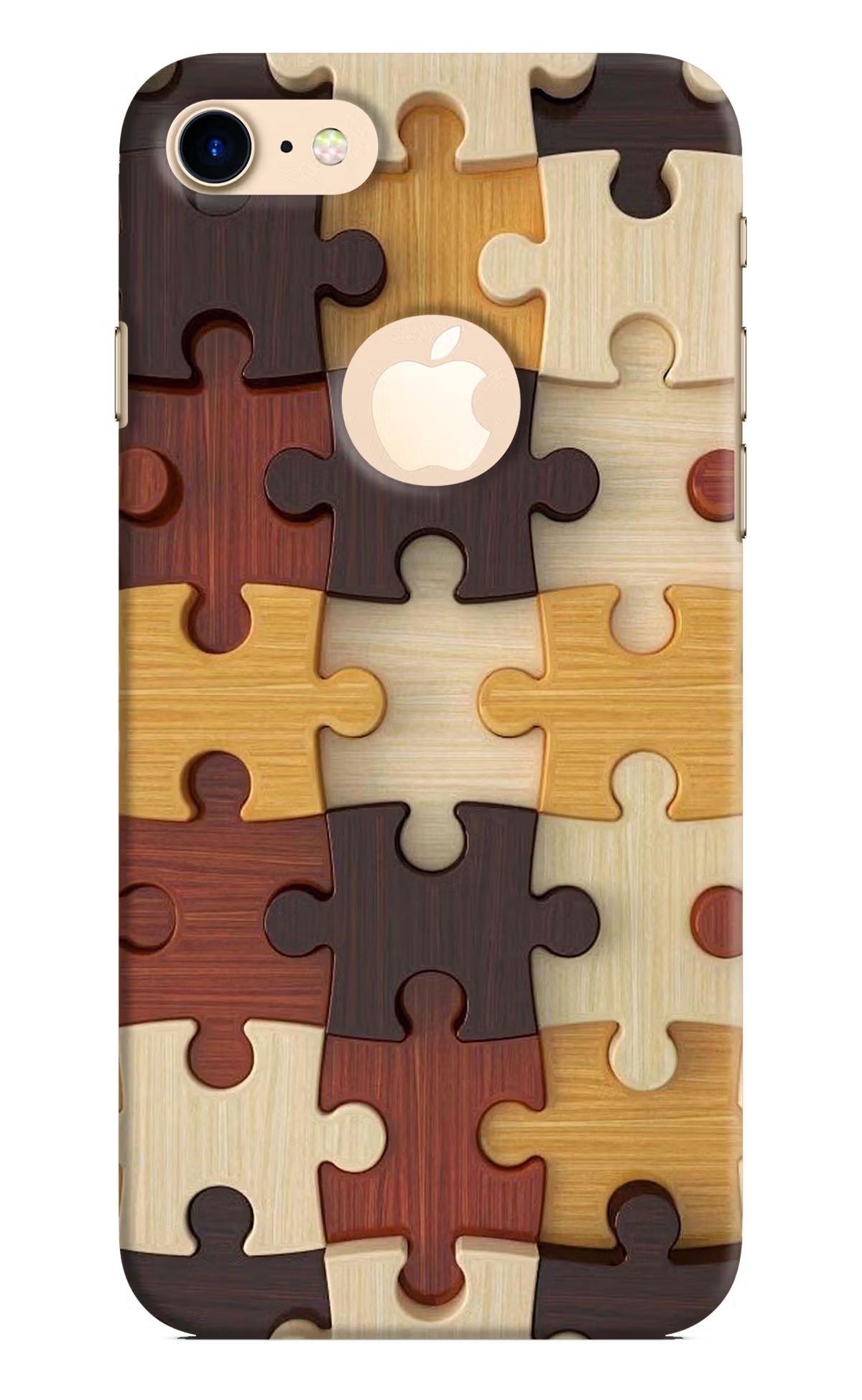 Wooden Puzzle iPhone 8 Logocut Hard Case Back Cover by Casekaro