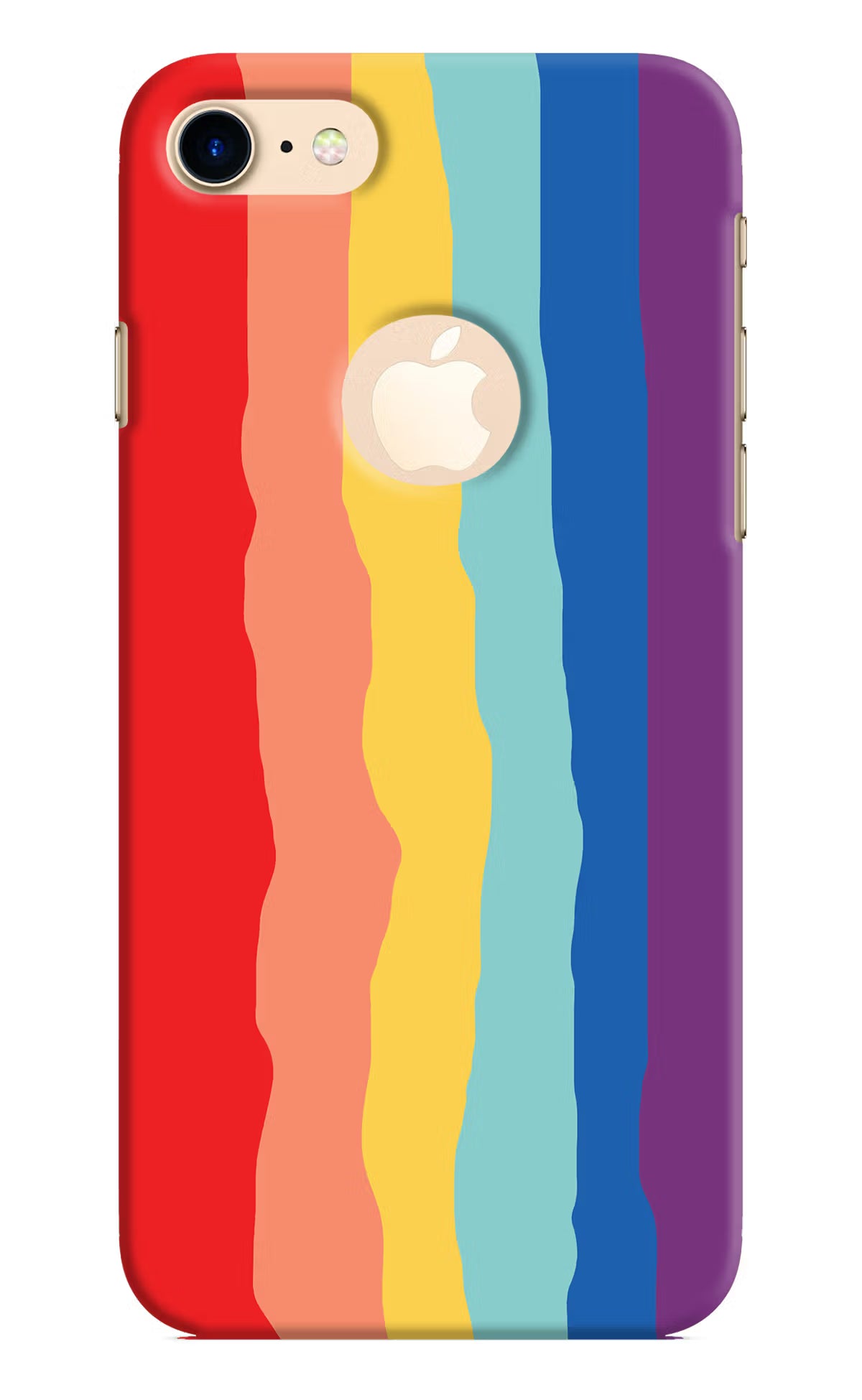 Rainbow iPhone 8 Logocut Hard Case Back Cover by Casekaro