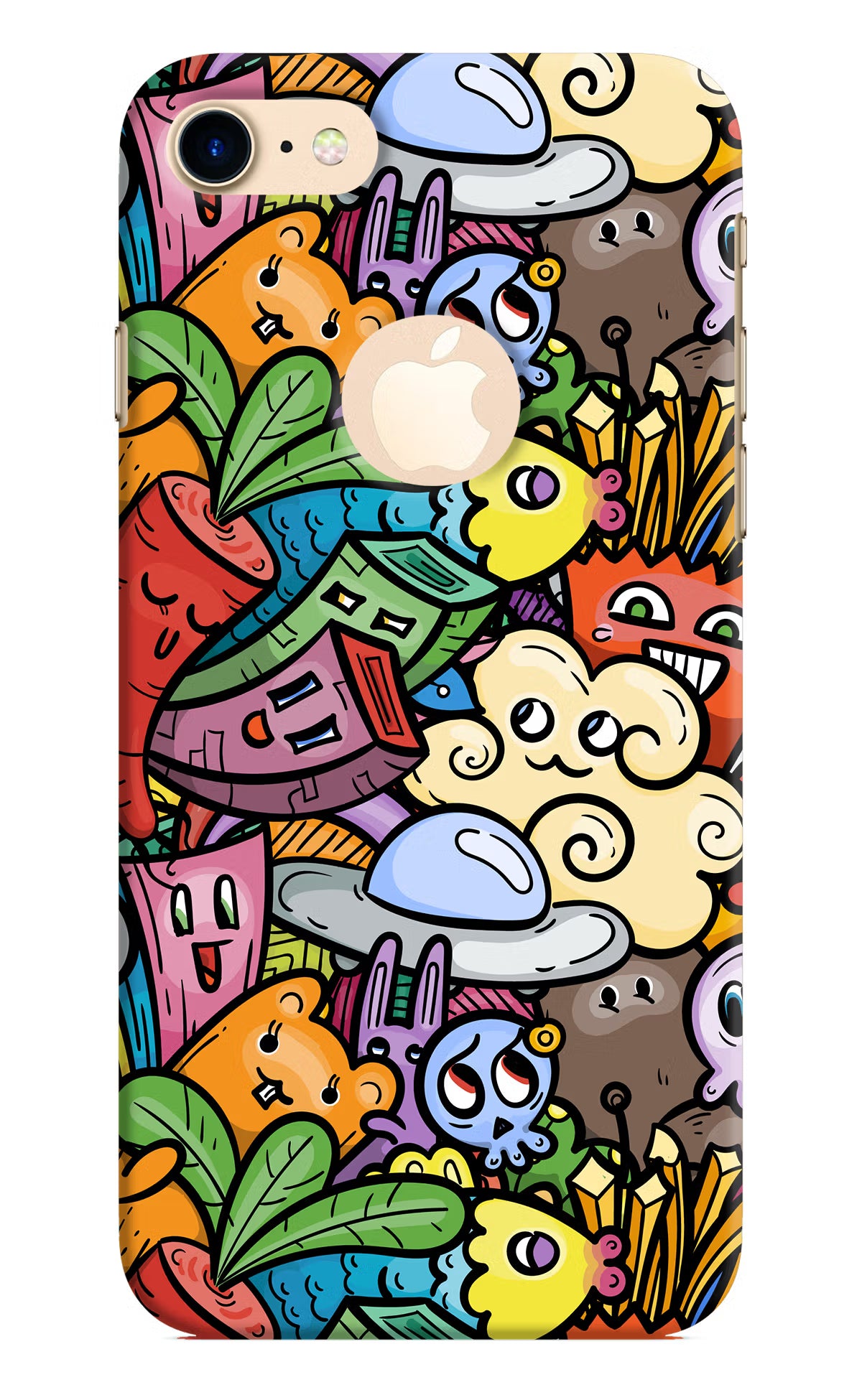 Veggie Doodle iPhone 8 Logocut Hard Case Back Cover by Casekaro