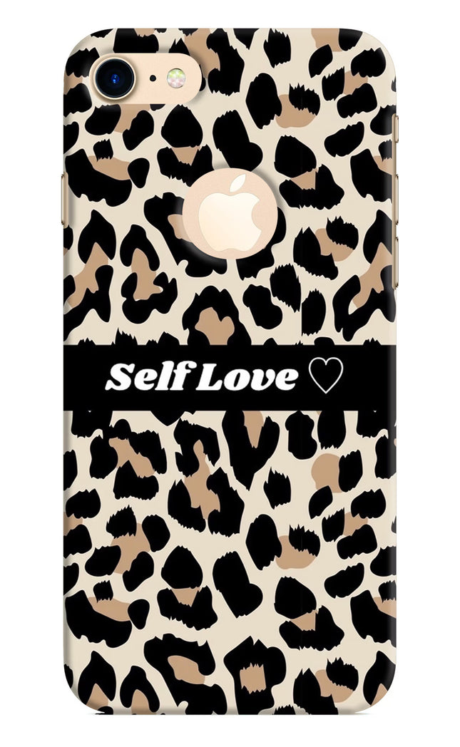 Leopard Print Self Love iPhone 8 Logocut Hard Case Back Cover by Casekaro