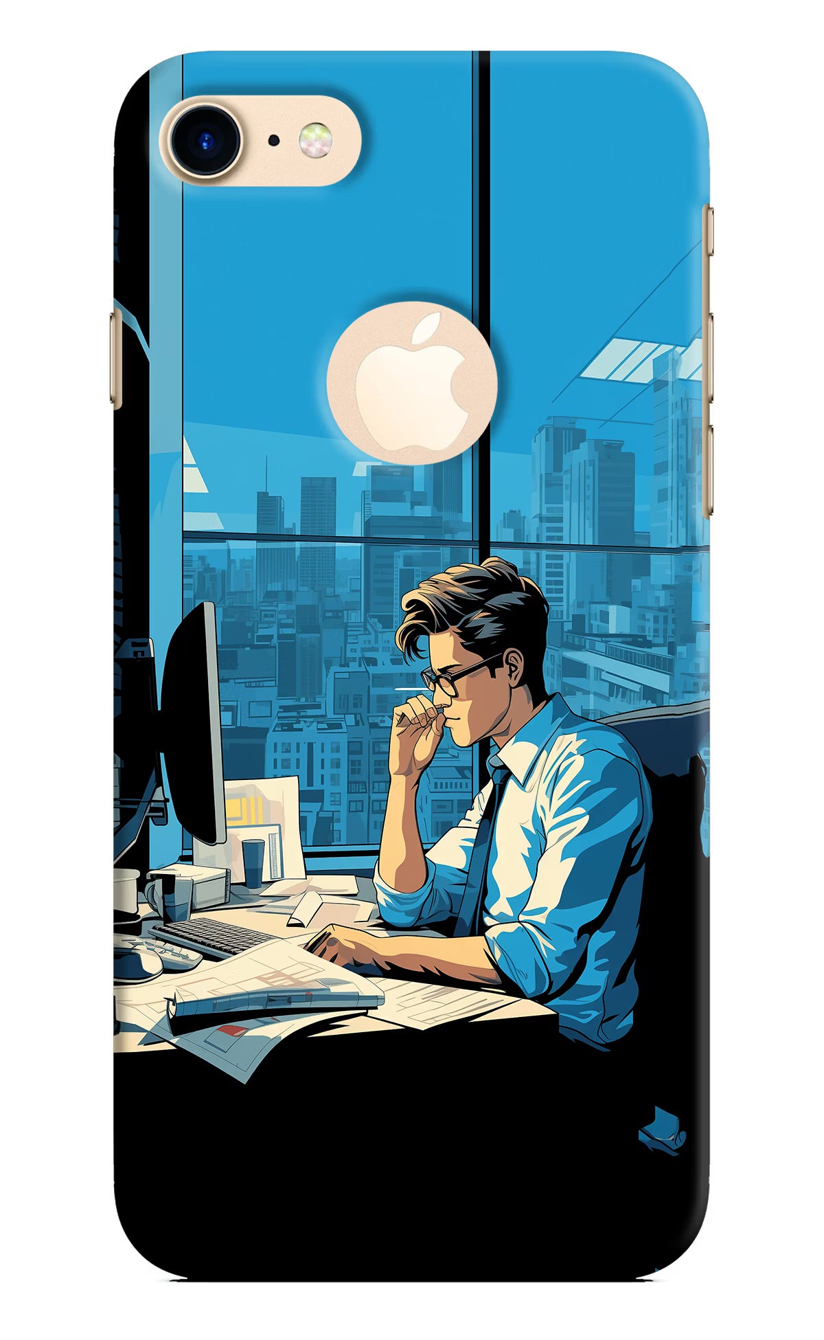 Focused Hustler (AI Generated) iPhone 8 Logocut Hard Case Back Cover by Casekaro