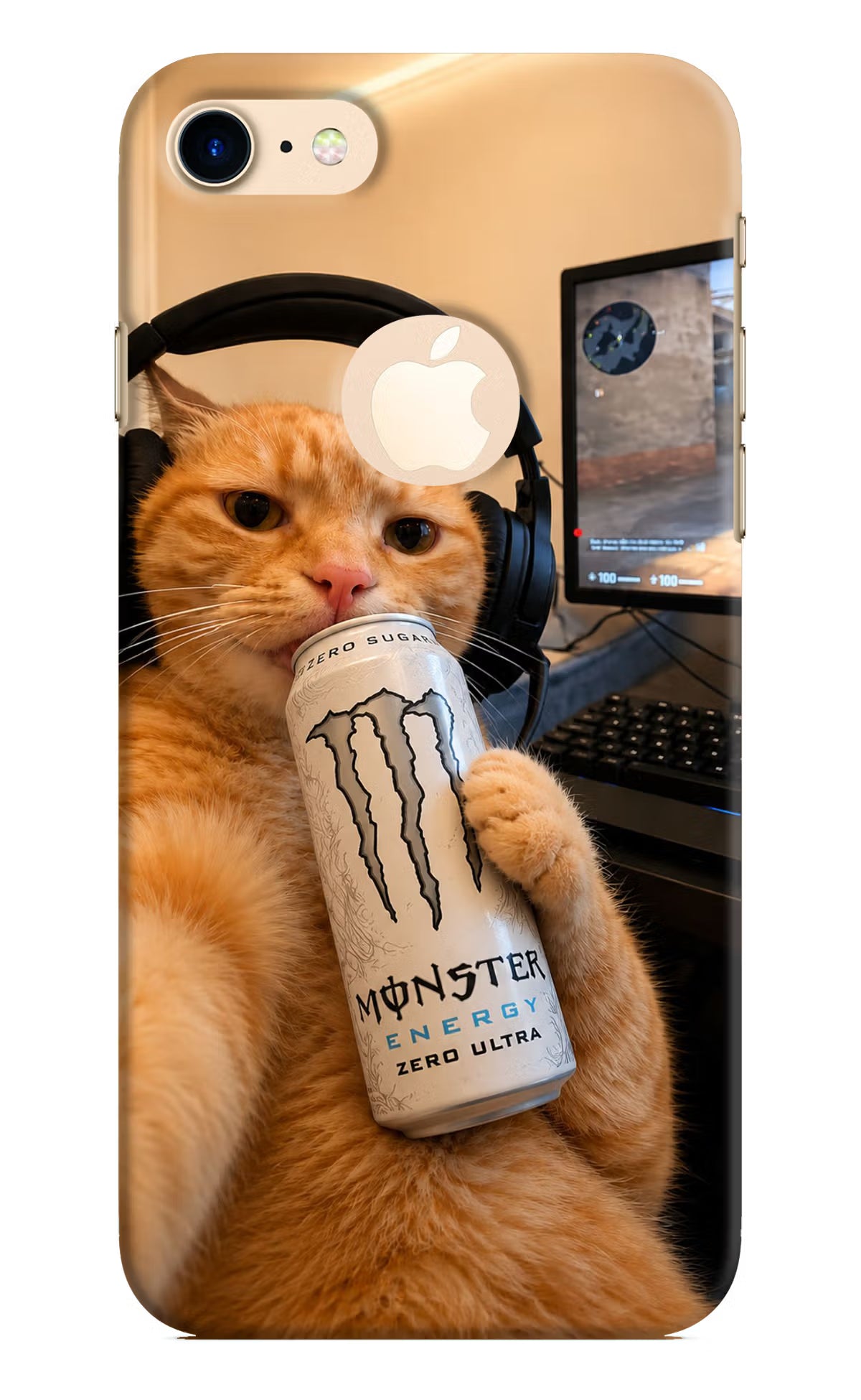 Gamer Cat Energy iPhone 8 Logocut Back Cover