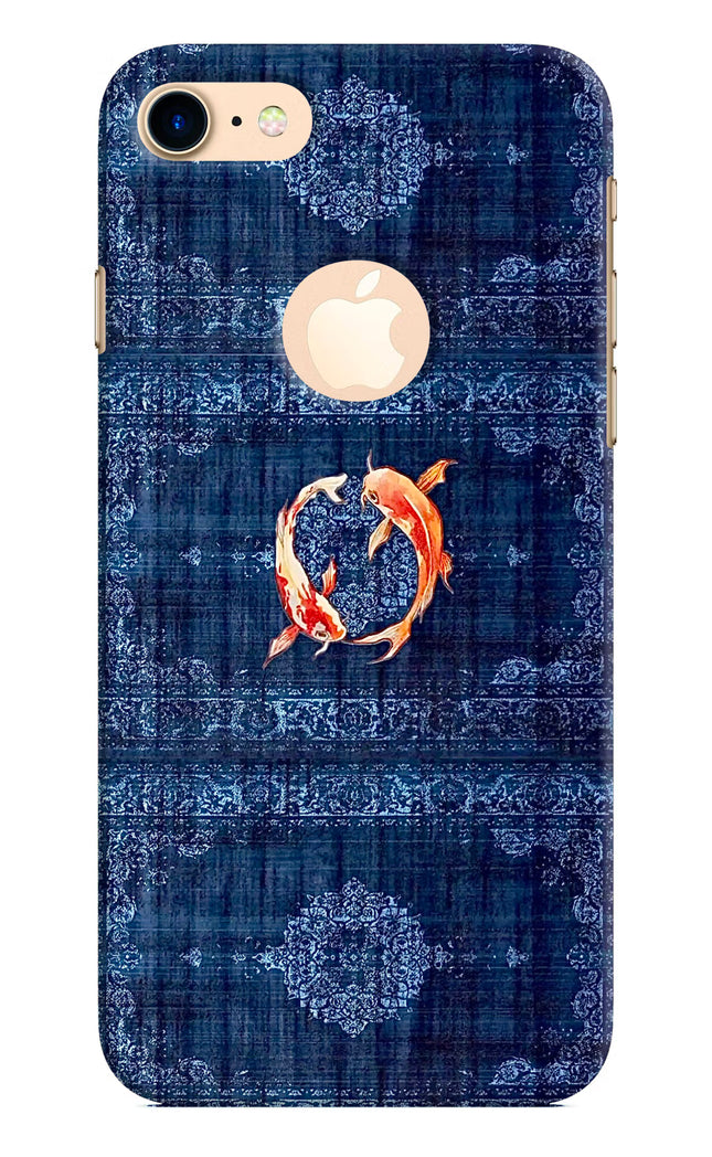 Koi Blue iPhone 8 Logocut Hard Case Back Cover by Casekaro
