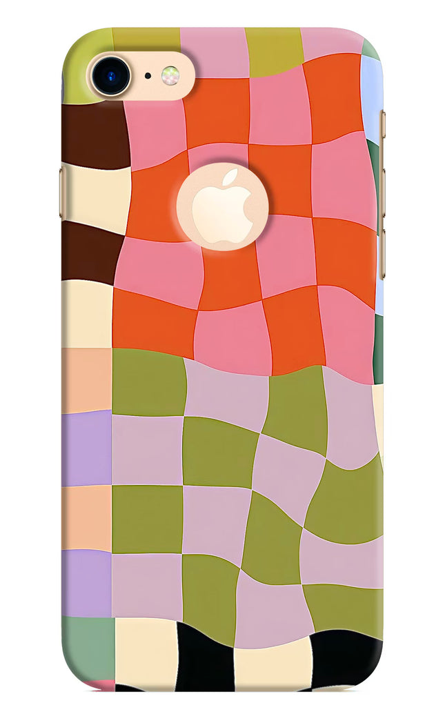 Wavy Grid iPhone 8 Logocut Hard Case Back Cover by Casekaro