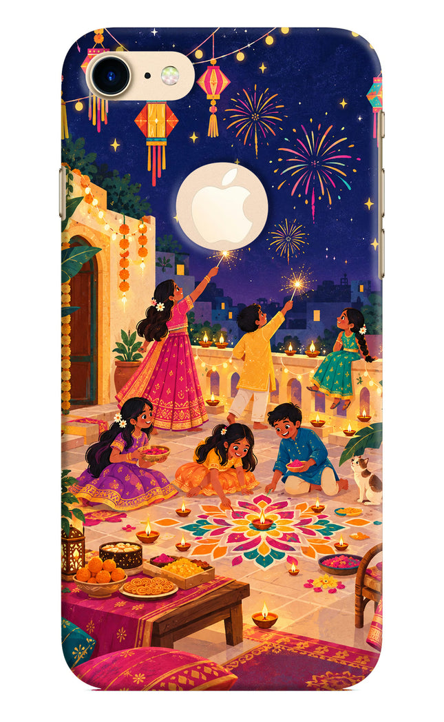 Diwali Night iPhone 8 Logocut Hard Case Back Cover by Casekaro