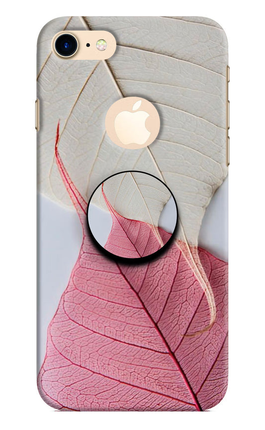 White Pink Leaf iPhone 8 Logocut Pop Case by Casekaro