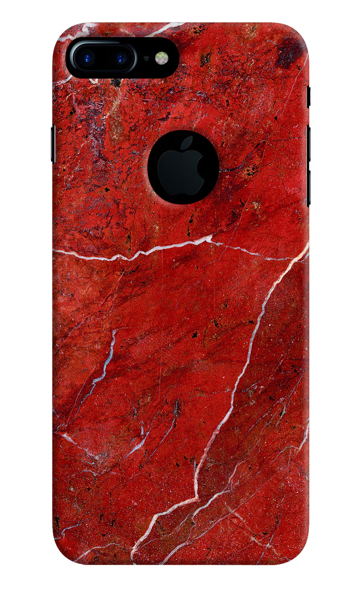 Red Marble Design iPhone 7 Plus Logocut Hard Case Back Cover by Casekaro
