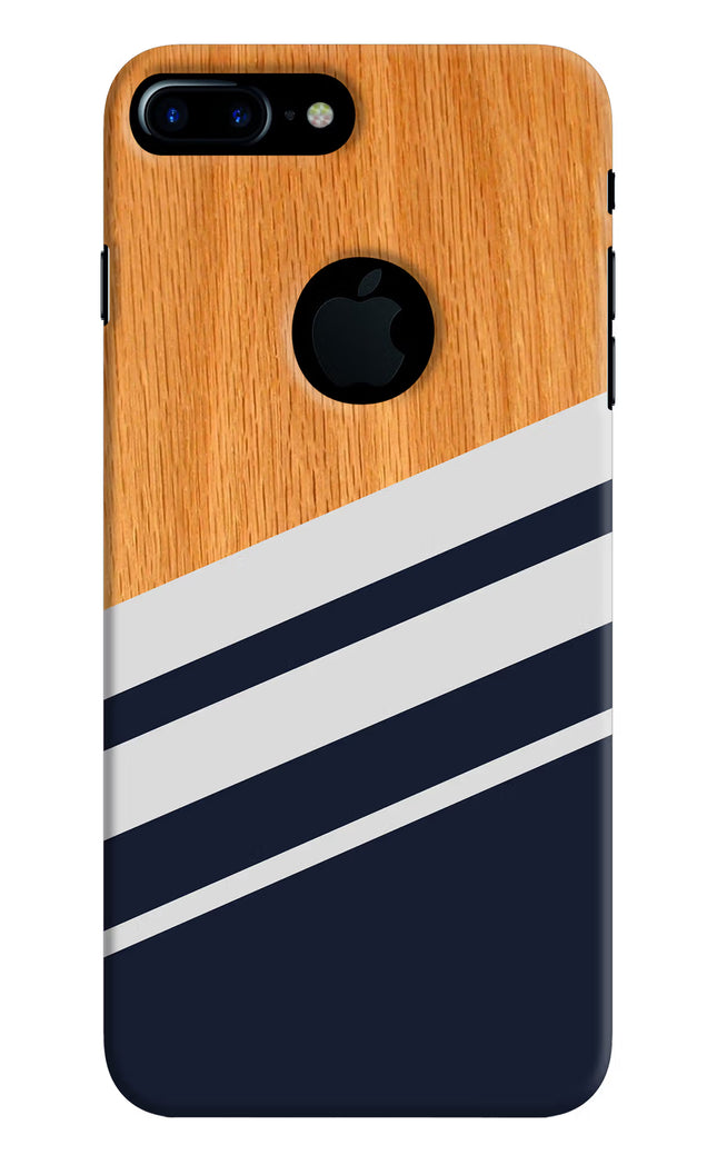 Blue and white wooden iPhone 7 Plus Logocut Hard Case Back Cover by Casekaro