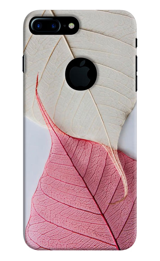 White Pink Leaf iPhone 7 Plus Logocut Hard Case Back Cover by Casekaro