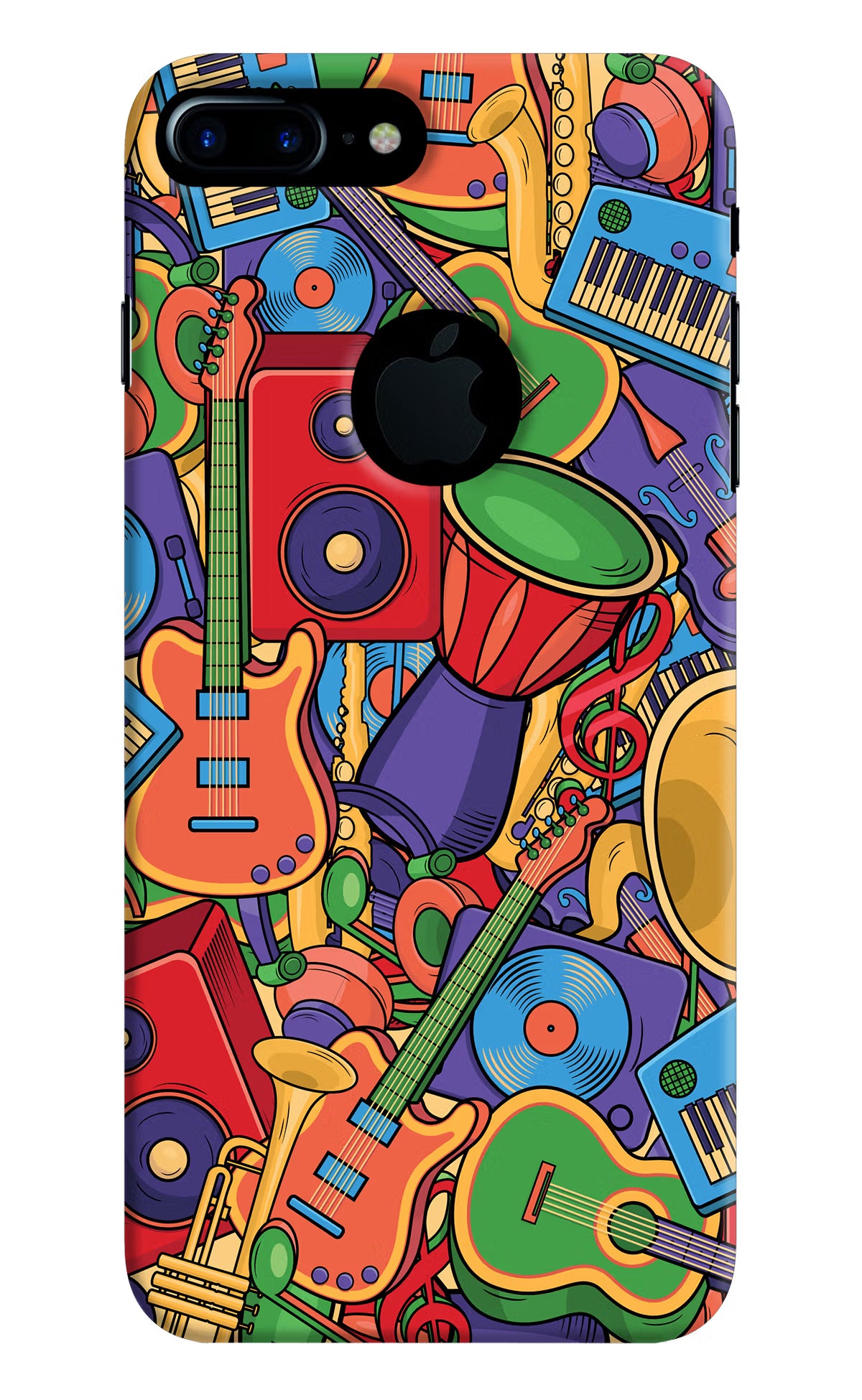 Music Instrument Doodle iPhone 7 Plus Logocut Hard Case Back Cover by Casekaro