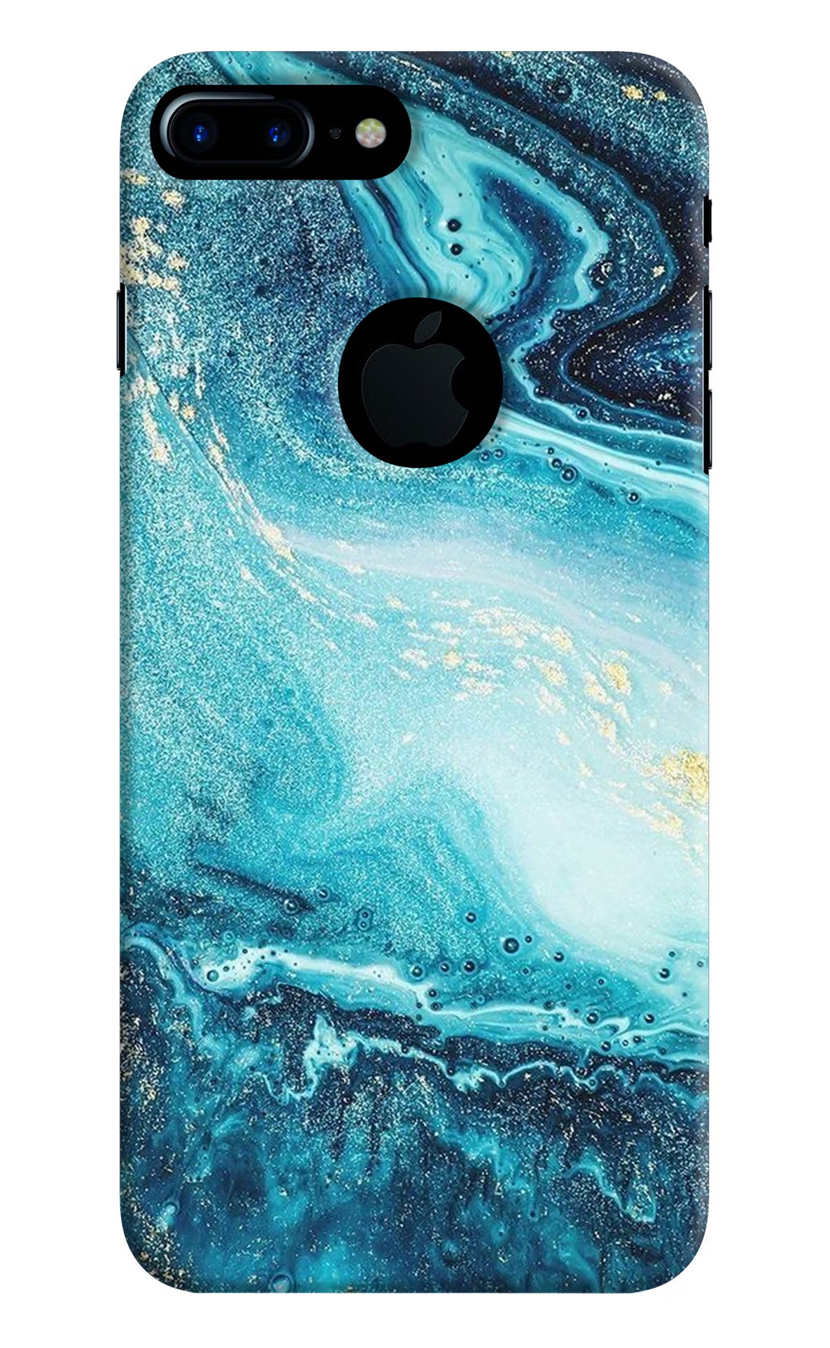 Blue Glitter Marble iPhone 7 Plus Logocut Hard Case Back Cover by Casekaro