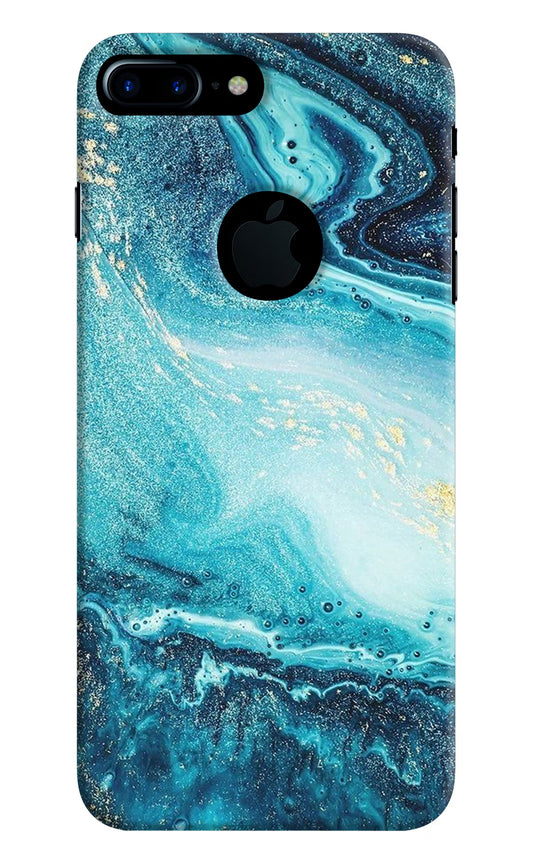 Blue Glitter Marble iPhone 7 Plus Logocut Hard Case Back Cover by Casekaro