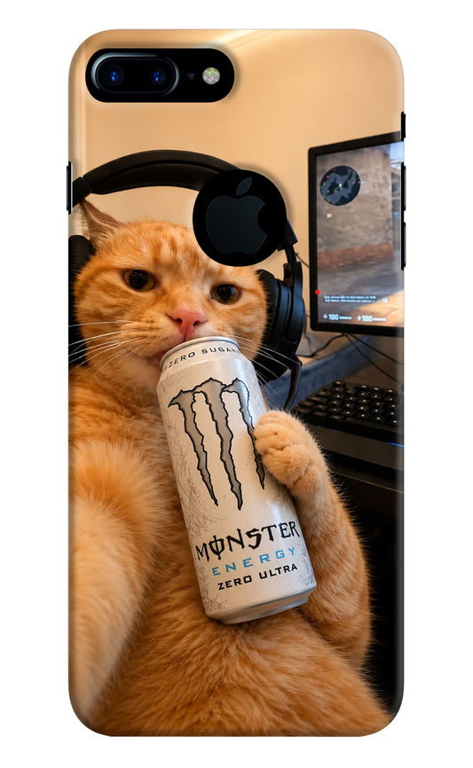 Gamer Cat Energy iPhone 7 Plus Logocut Hard Case Back Cover by Casekaro