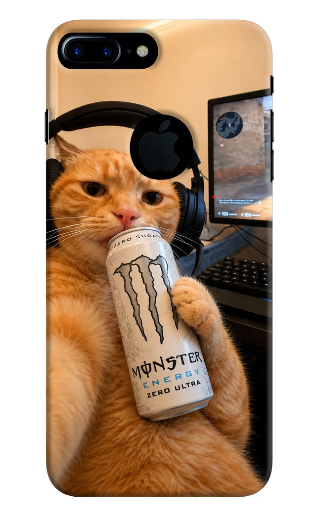 Gamer Cat Energy iPhone 7 Plus Logocut Hard Case Back Cover by Casekaro
