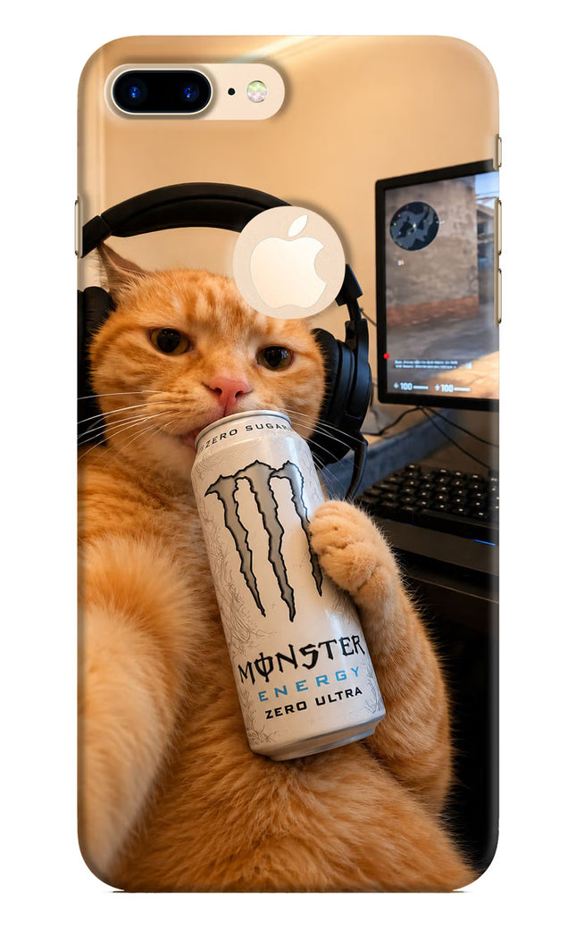 Gamer Cat Energy iPhone 8 Plus Logocut Hard Case Back Cover by Casekaro