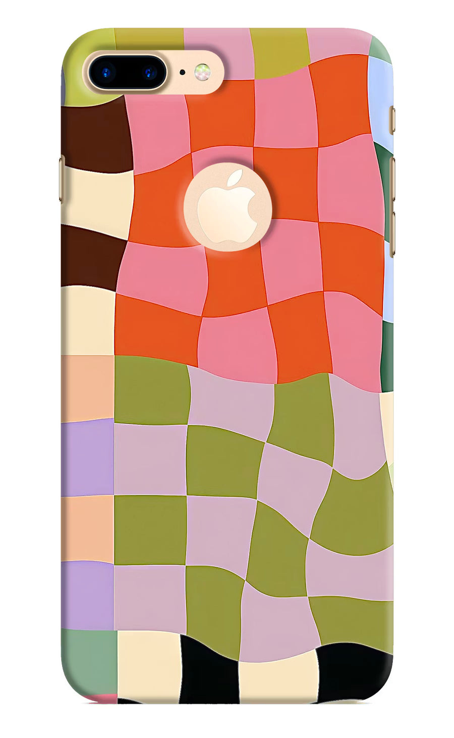 Wavy Grid iPhone 8 Plus Logocut Back Cover, Hard case